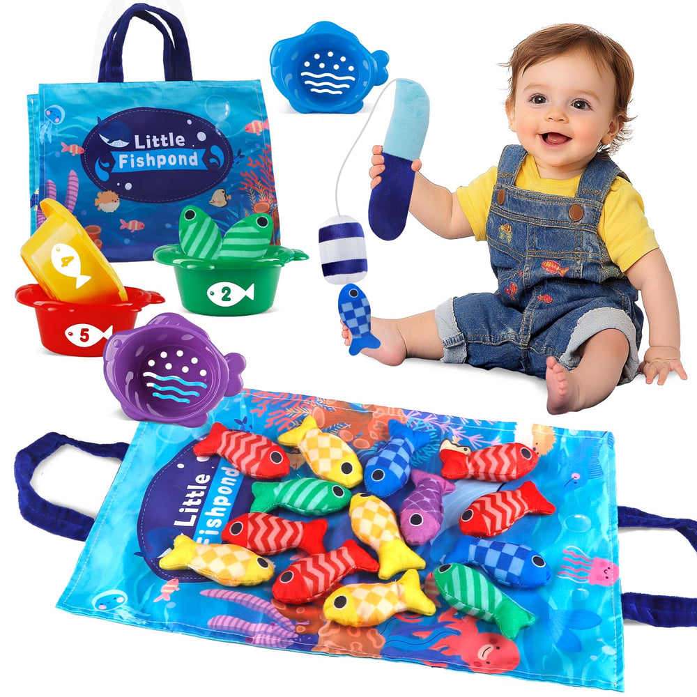 Rincalivestra fabric fishing toy set for toddlers promotes safe, imaginative fishing play.