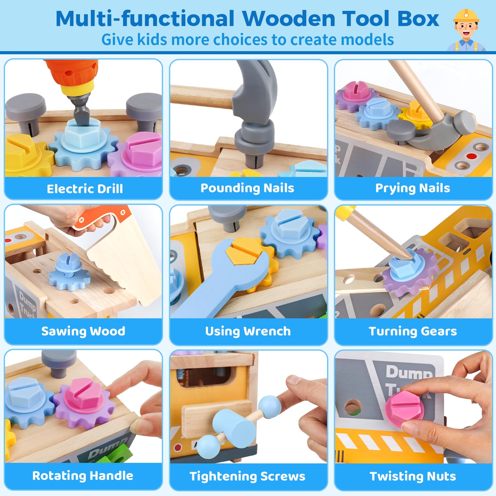 Rincalivestra assembly parts gears nuts encourage problem-solving during pretend projects.