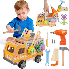 Rincalivestra Kids Tool Set Truck Bench enables organized play and creative building.