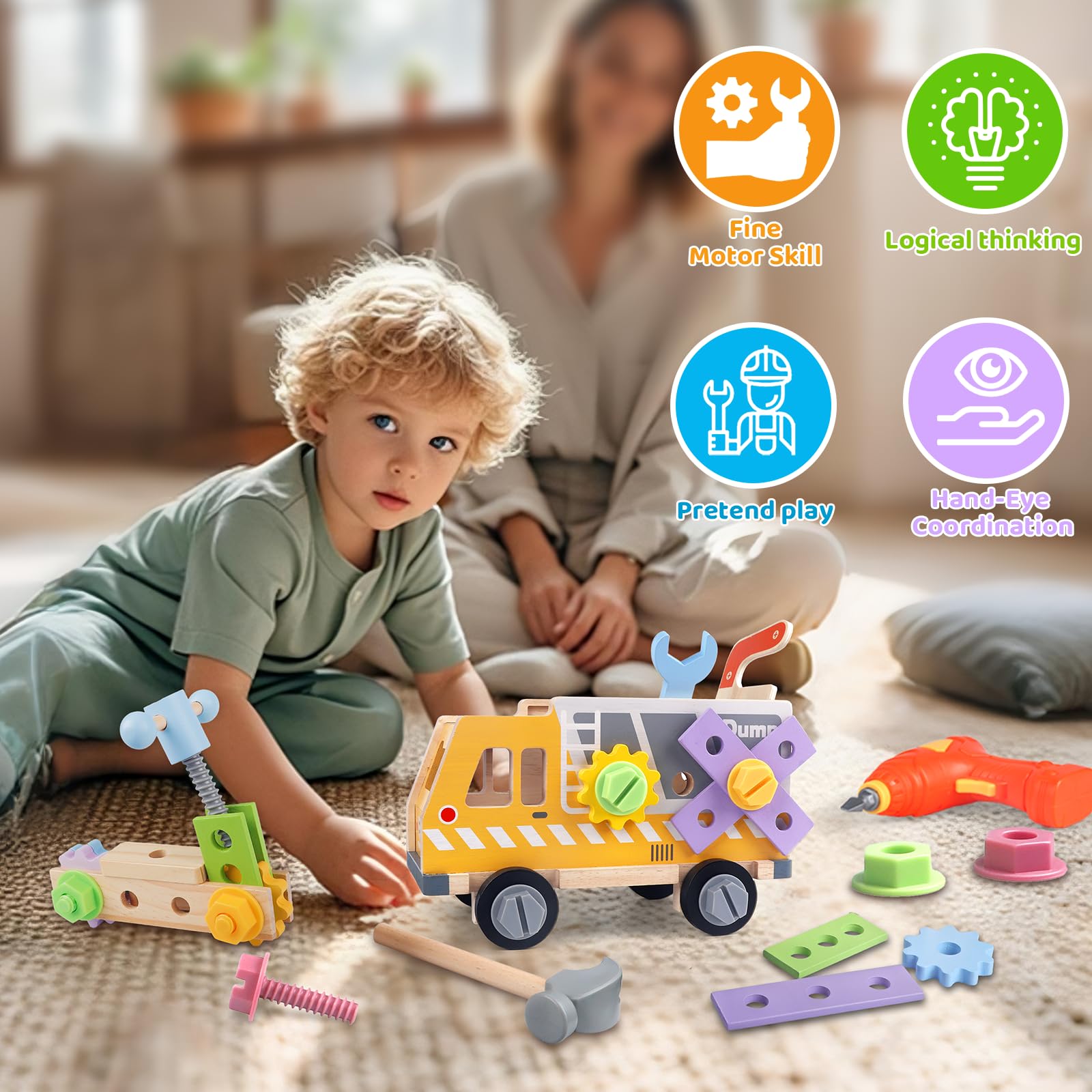 Rincalivestra wooden tools pieces support fine motor practice through hands-on design.