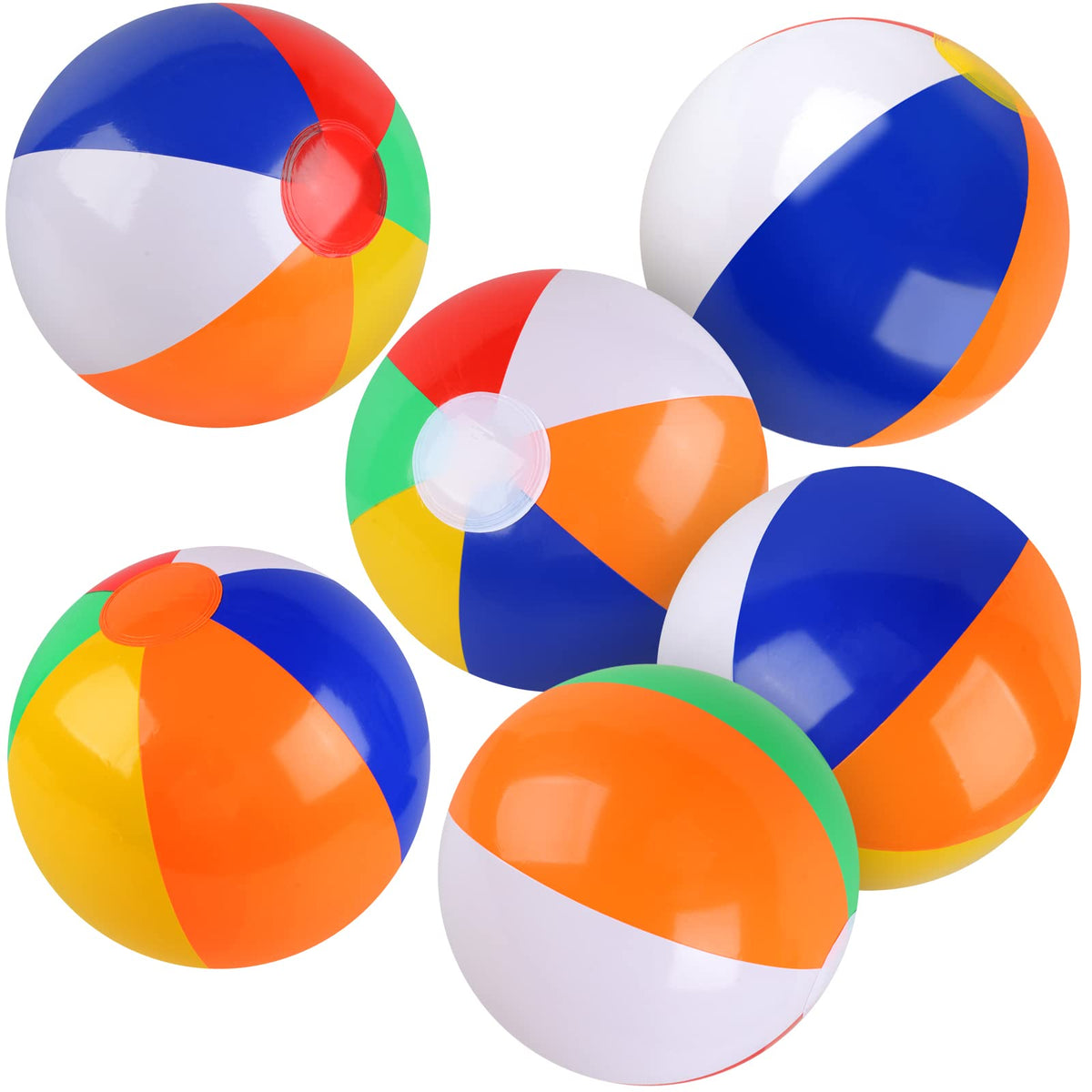Rindion 6 pack beach balls with rainbow colors for sunny pool play and kids' games