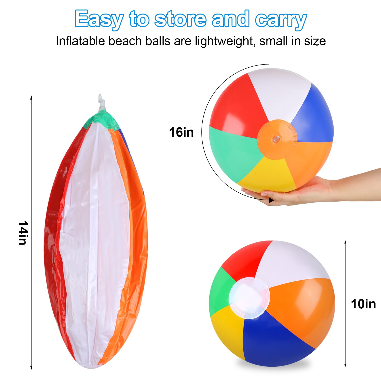 Rindion rainbow color beach balls suitable for beach and pool activities