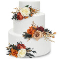 Rinlong 3pc burnt-orange cake topper flowers brighten celebrations with warm fall vibes