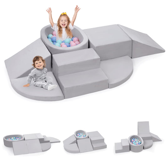 Rinnebbit 7-piece foam climbing blocks in gray promote safe indoor exploration