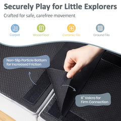 Rinnebbit foam quarter mats with curved edges for soft landings.