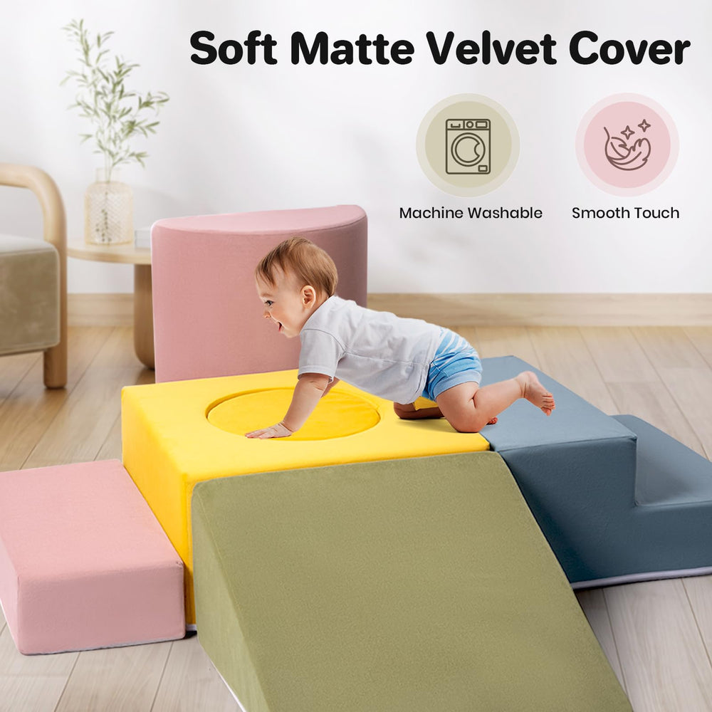 Rinnebbit blocks with non-slip bottoms and Velcro connectors