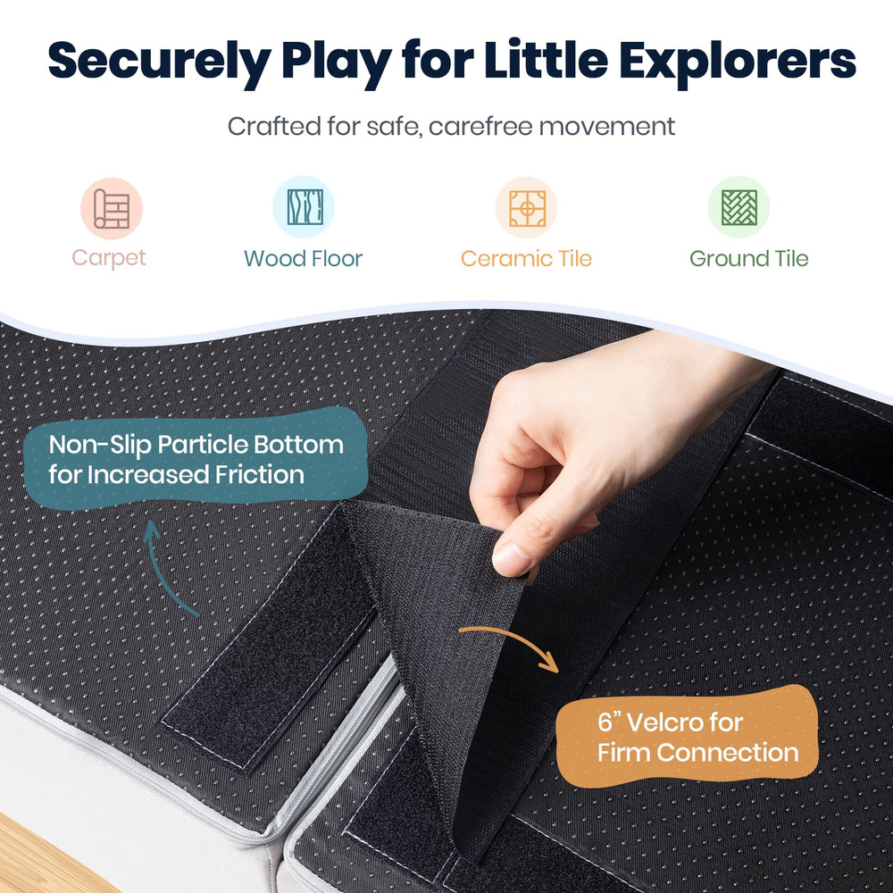 Rinnebbit quarter-rounded mats in gray cushion small tumbles during play