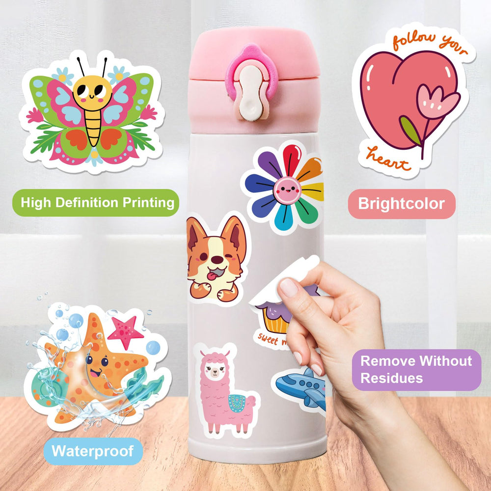 RINOLY waterproof, repositionable stickers easy to apply and re-stick.