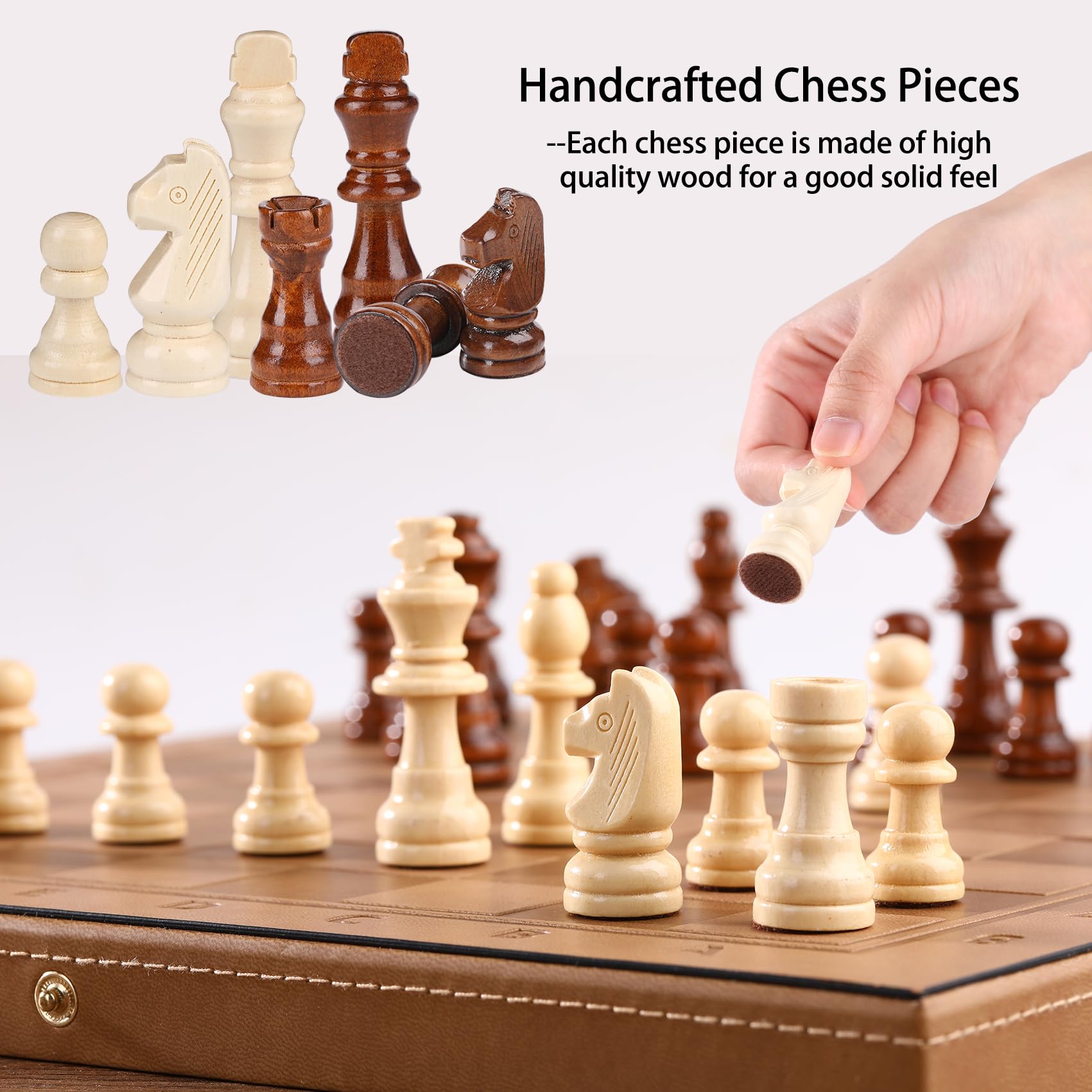 Rinten 2-in-1 travel chess and checkers setup ready to unfold
