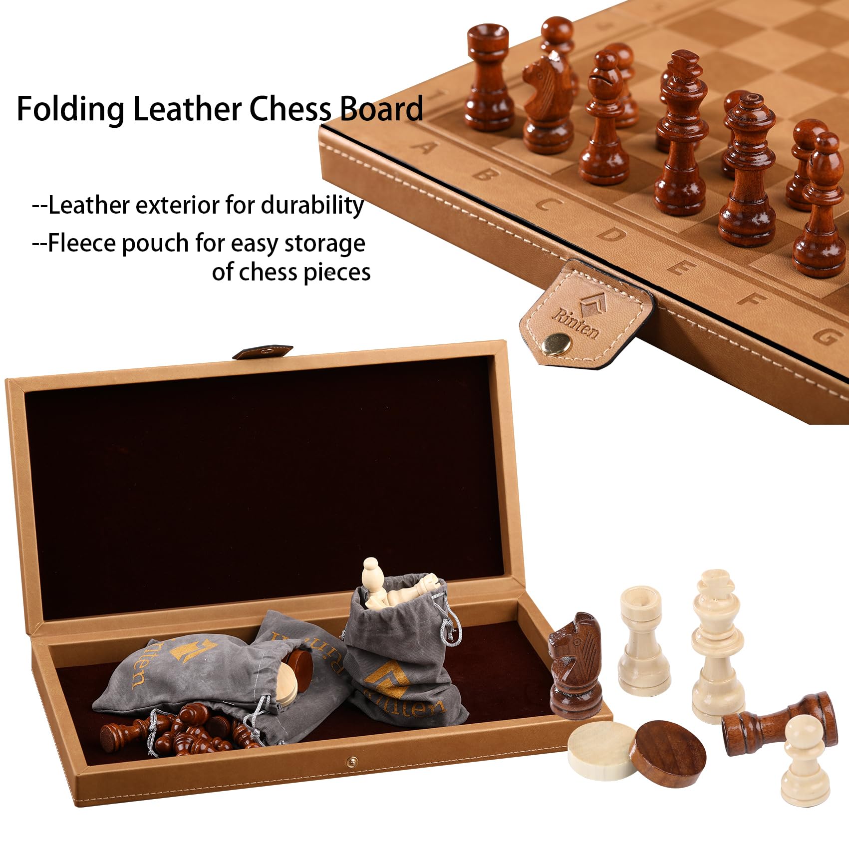 Rinten magnetic chess pieces on board stay in place during play