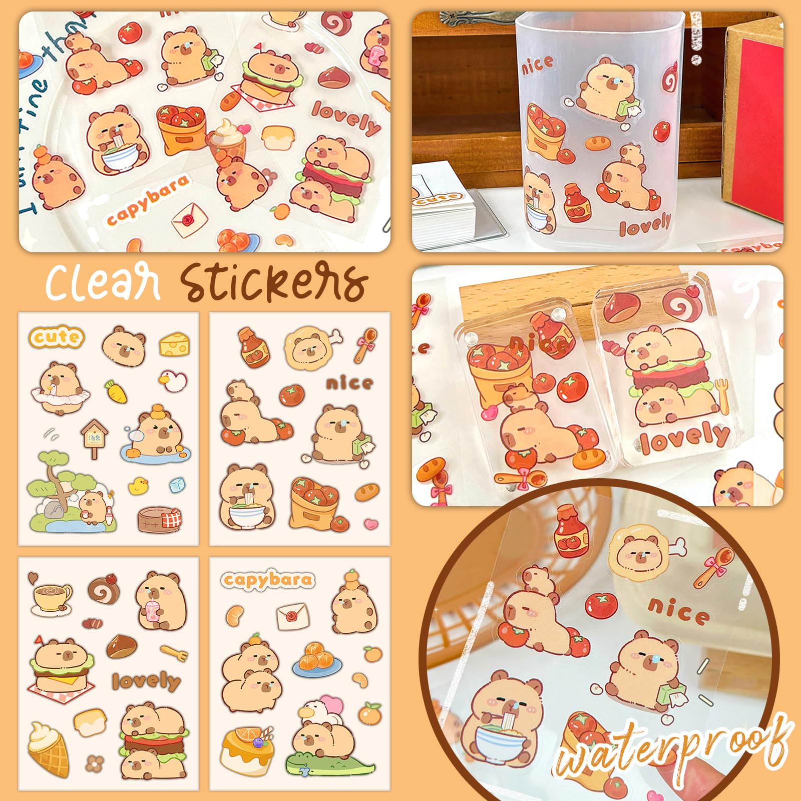 Rinziigo Capybara sticker sheets ready for quick decorations and kids' projects.