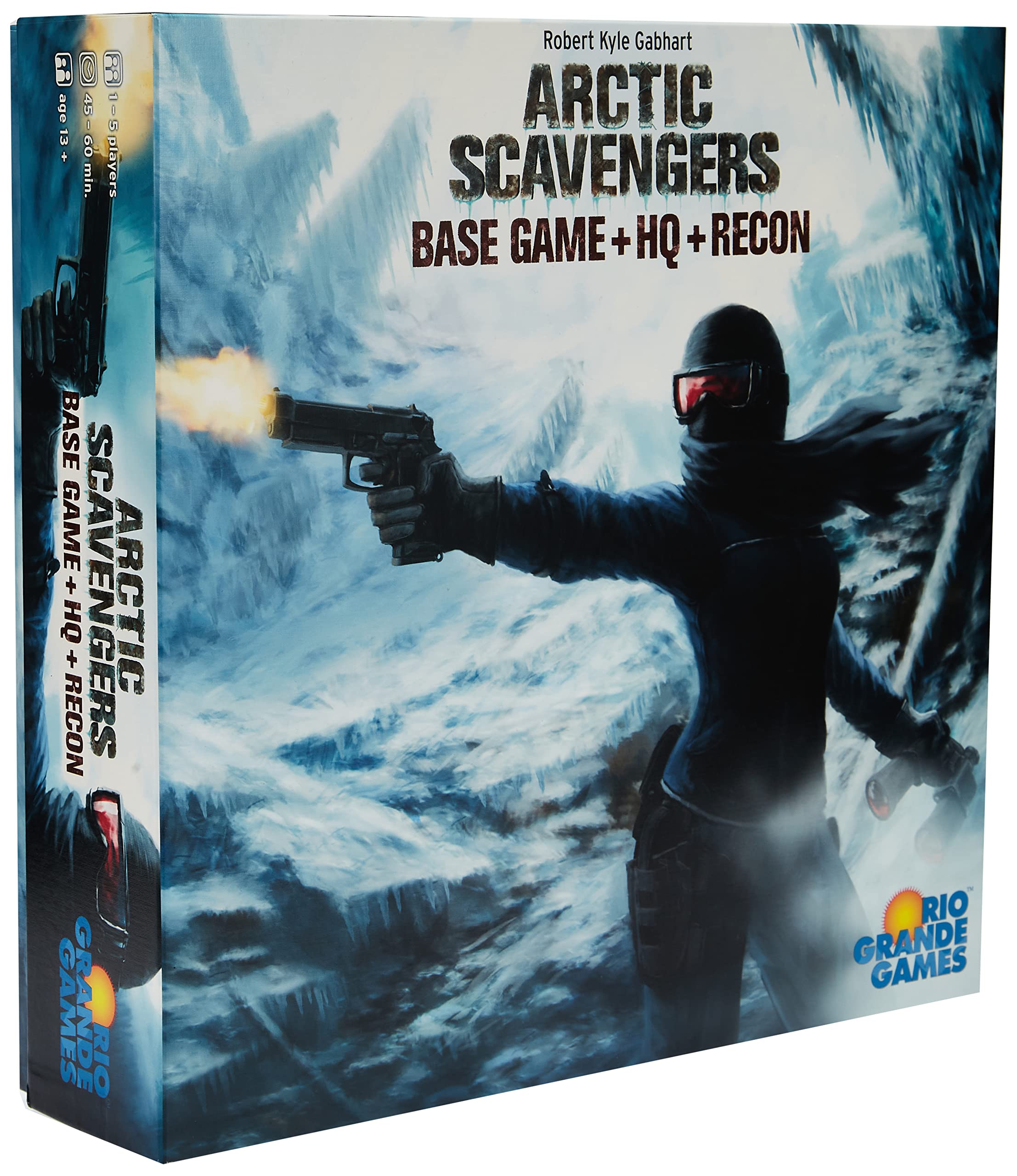 Rio Grande Games Arctic Scavengers box front showing immersive strategy setup