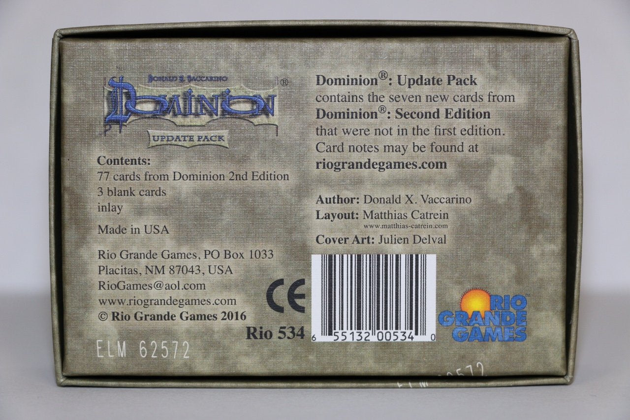 Rio Grande Games Dominion 2nd Edition update covers refresh the look for familiar favorites