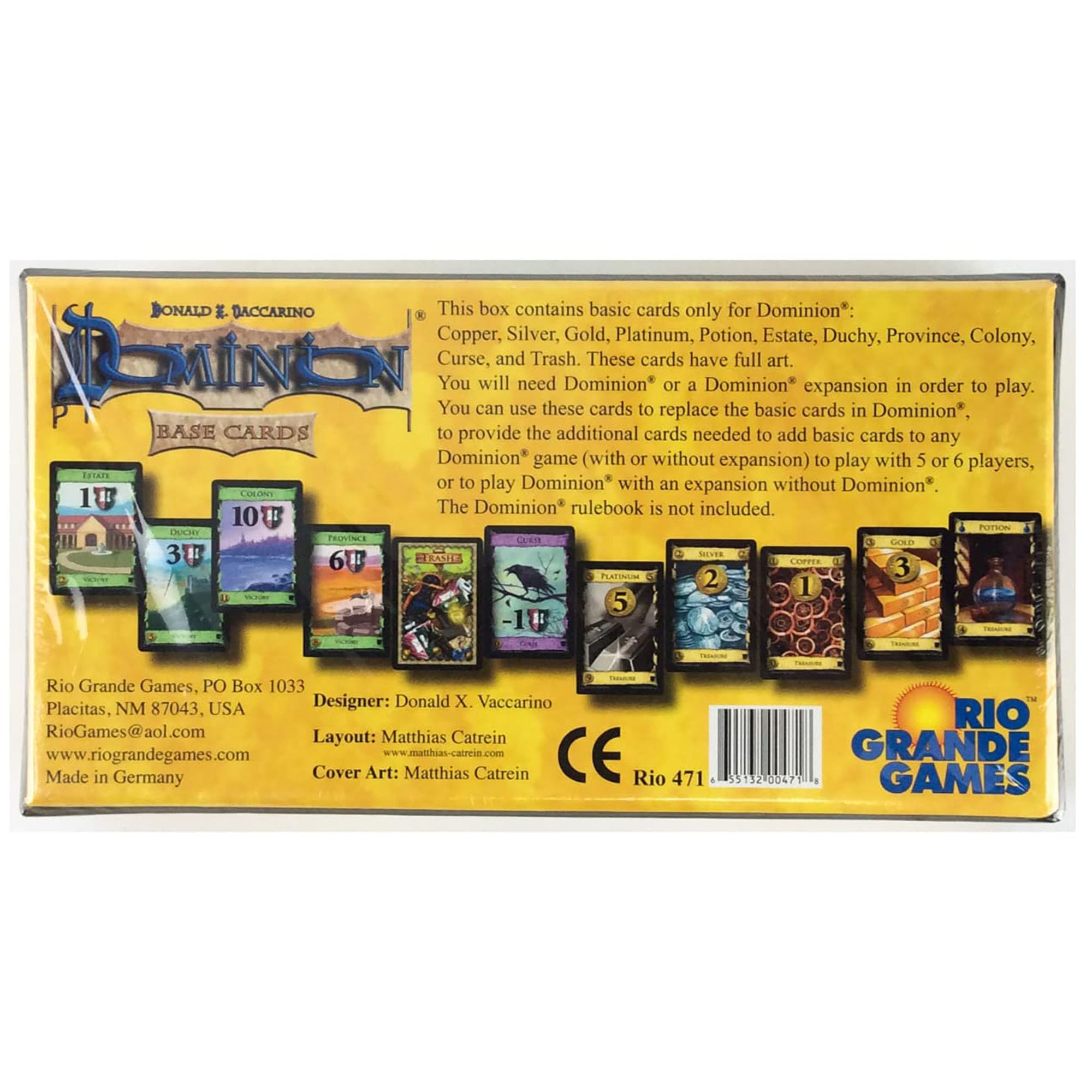 Dominion Base Cards Set card piles display refreshed art for faster setup