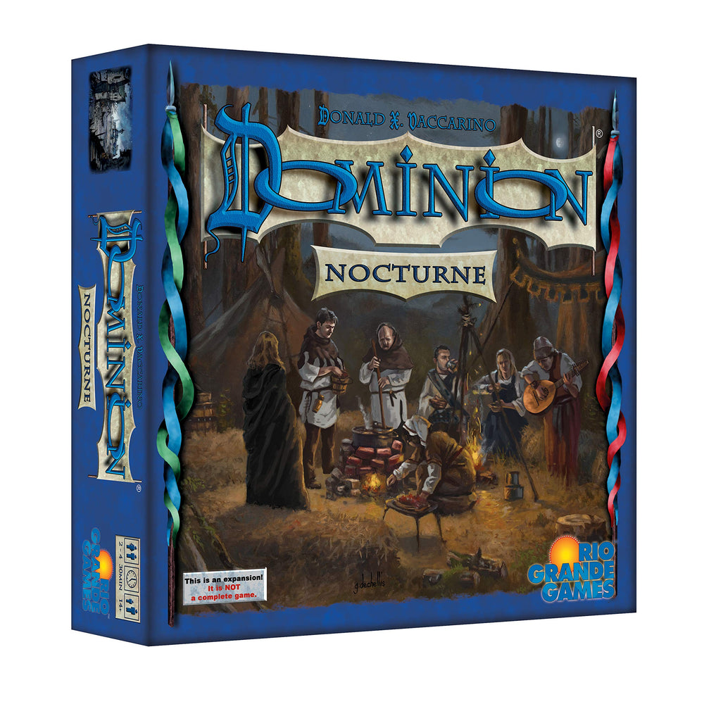 Rio Grande Games Dominion Nocturne box and cards ready for strategic night play.
