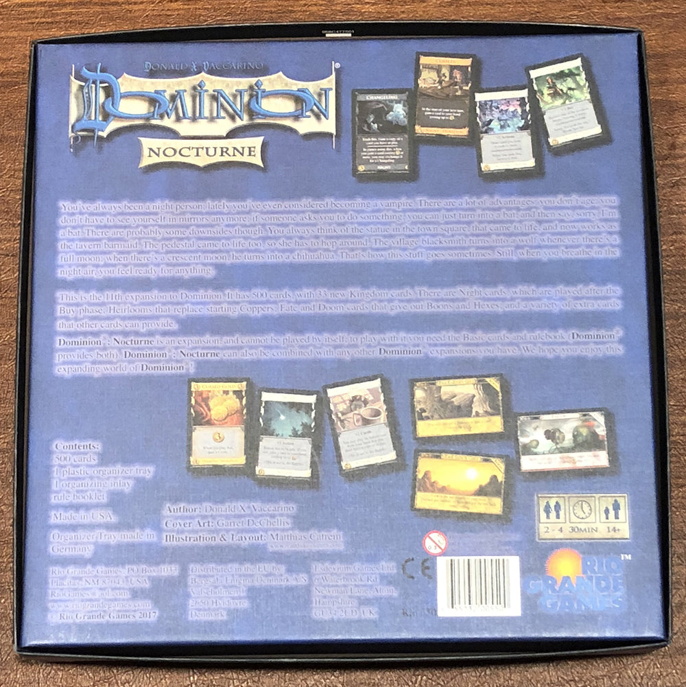 Rio Grande Games Dominion Nocturne night cards add fresh twists for gameplay.