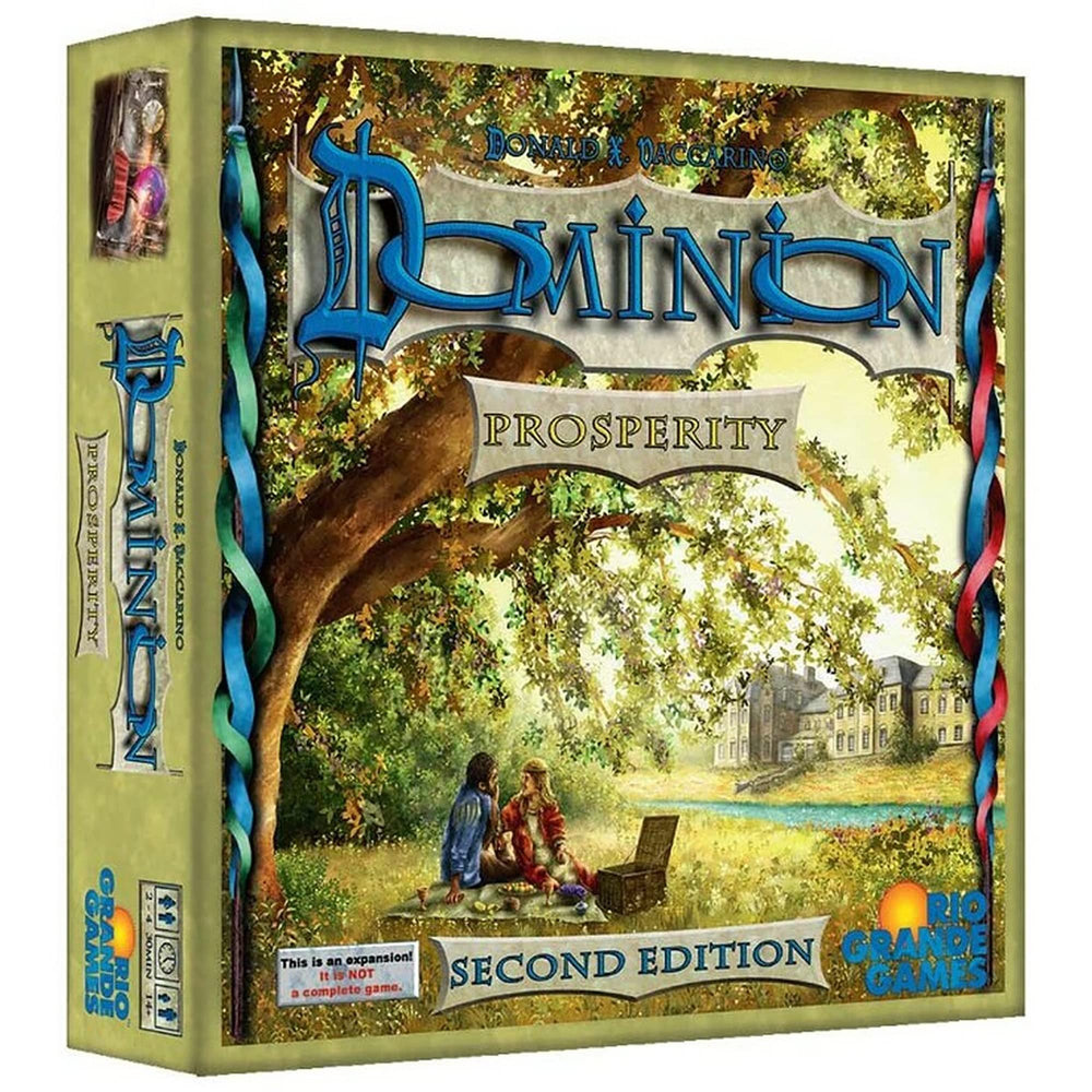 Rio Grande Games Dominion Prosperity 2nd Edition pack art showcases premium expansion packaging.