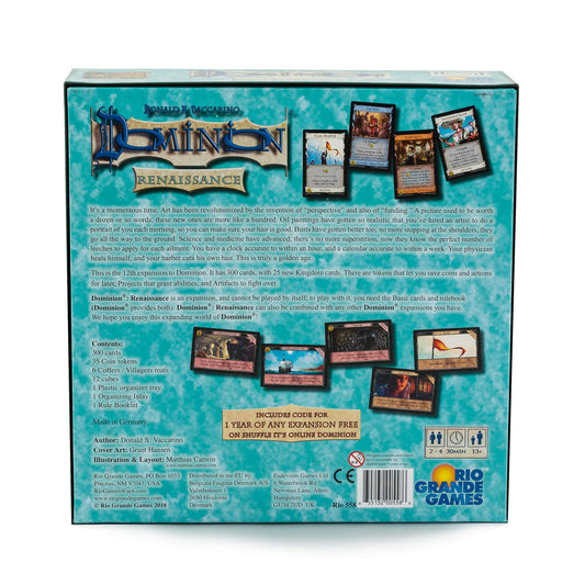 Rio Grande Games Dominion: Renaissance introduces 25 new Kingdom cards for varied setups