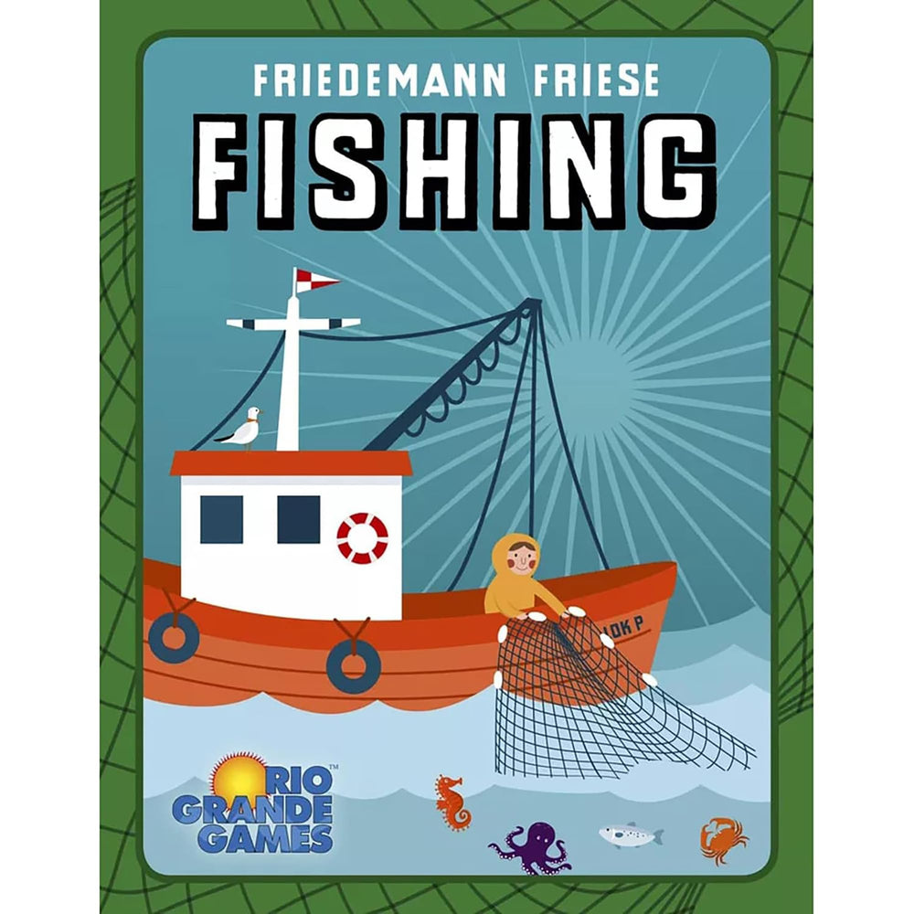 Rio Grande Games Fishing trick-taking cards showcased for strategic decision making.