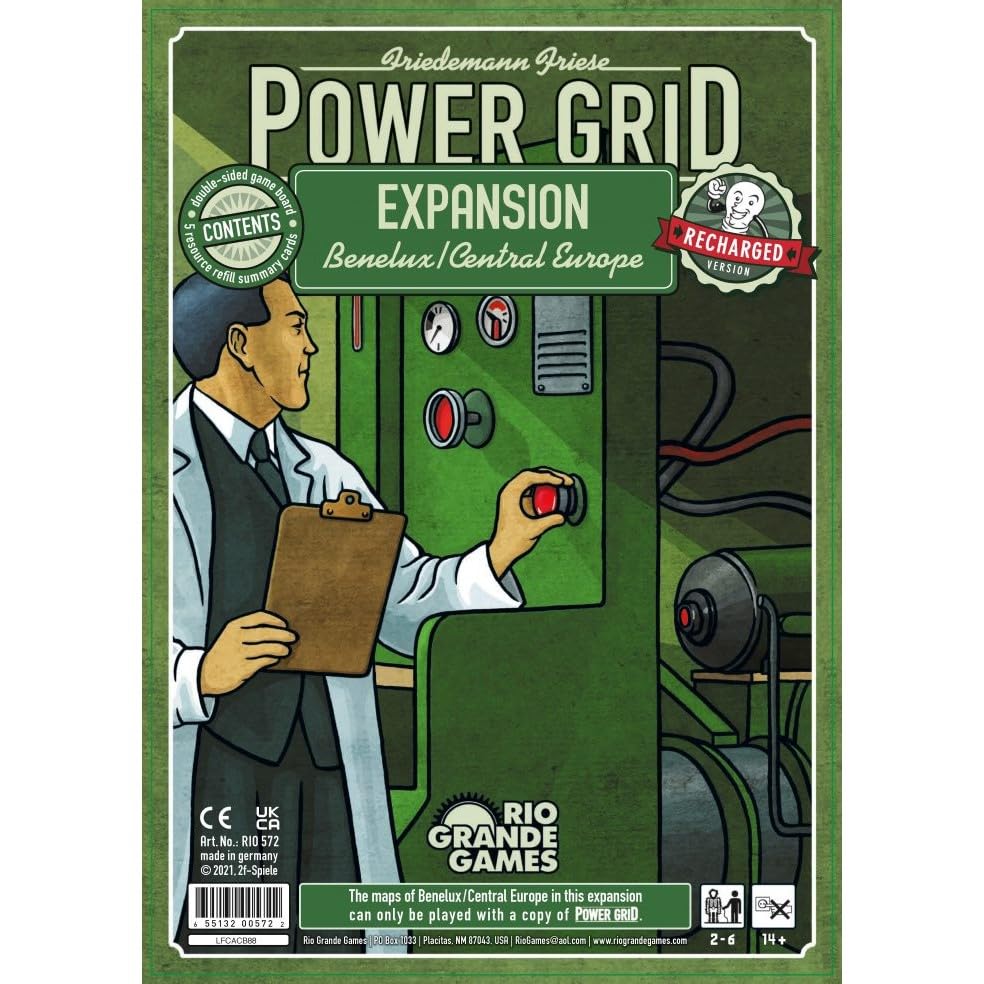Rio Grande Games Power Grid expansion map artwork highlights new regional dynamics for strategic planning.