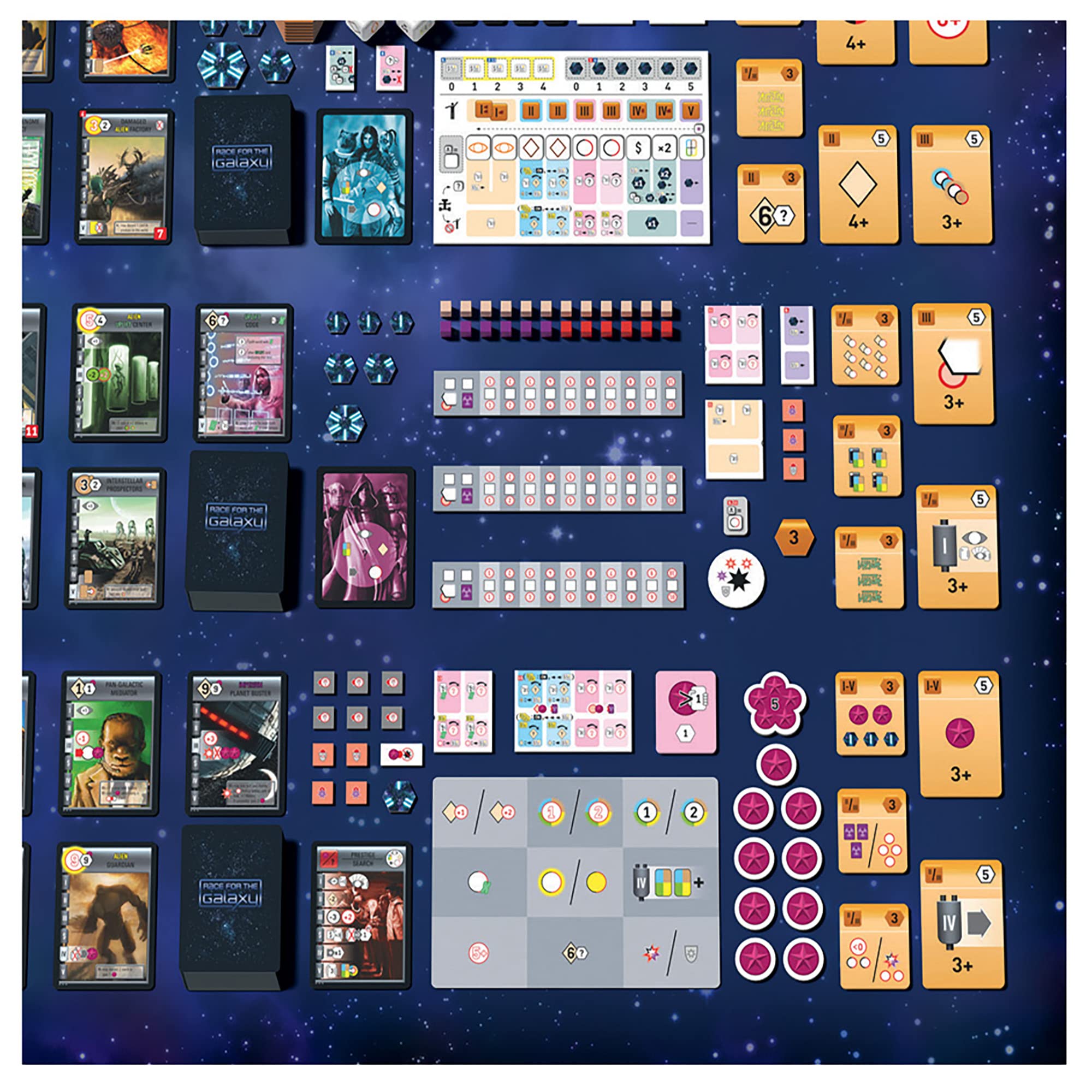 Rio Grande Games Race for the Galaxy expansion contents pack highlights three expansions