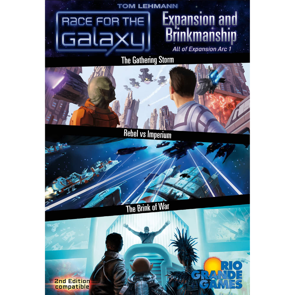 Rio Grande Games Race for the Galaxy The Brink of War components illustrating strategy