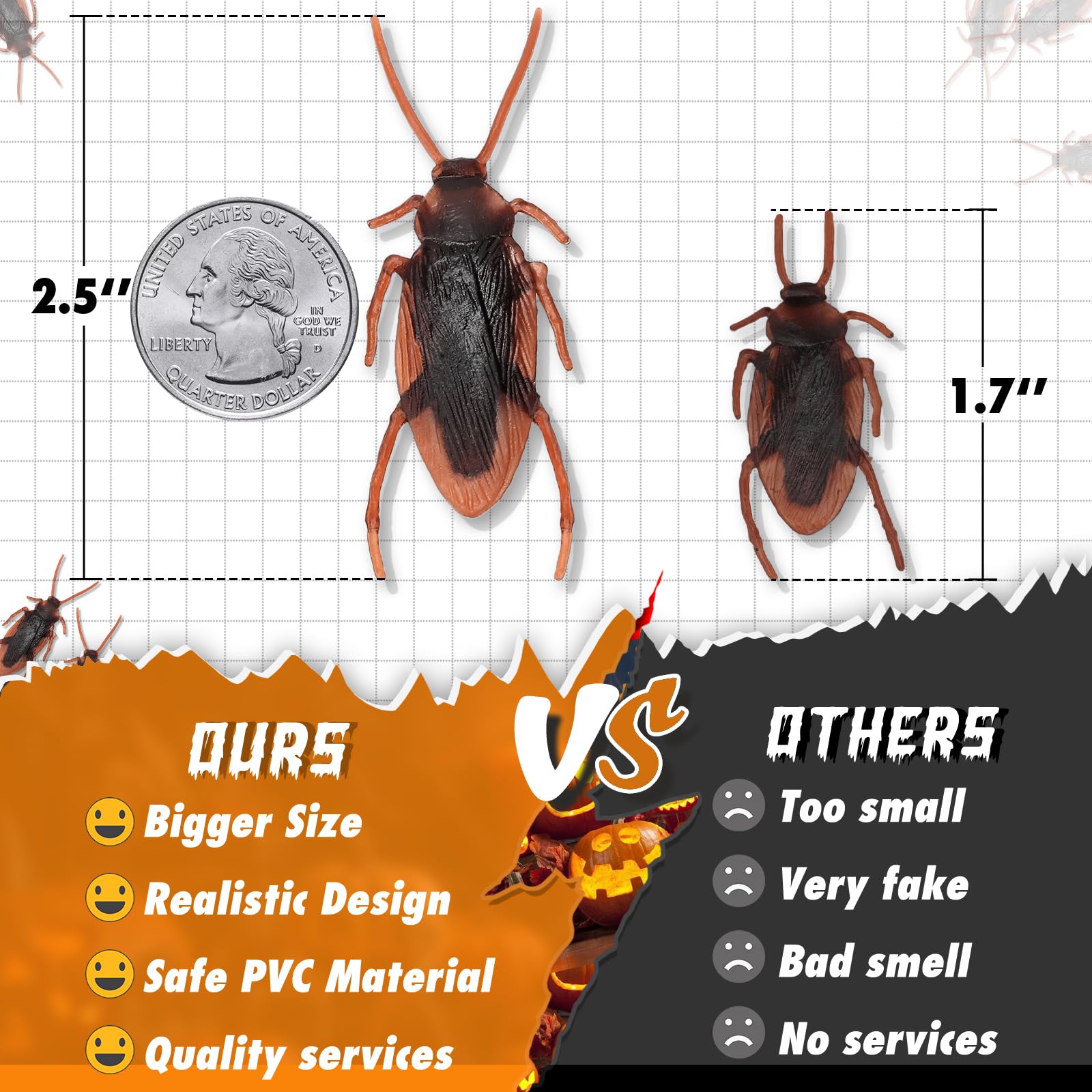 Riomeira 35pc prank roaches bulk pack ideal for Halloween setups.