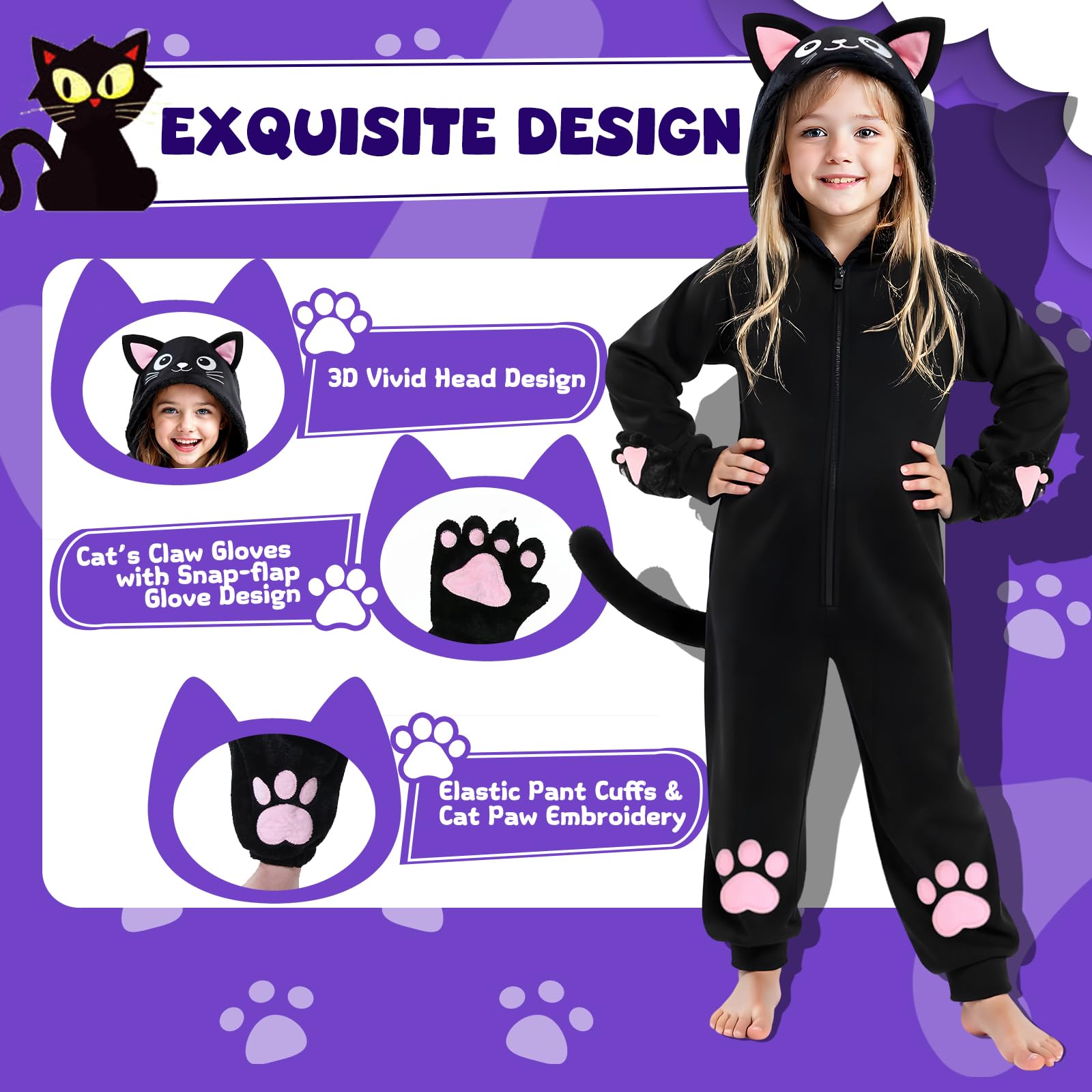 RISFUNIA Cat Costume 3D tail detail adds cute realism.