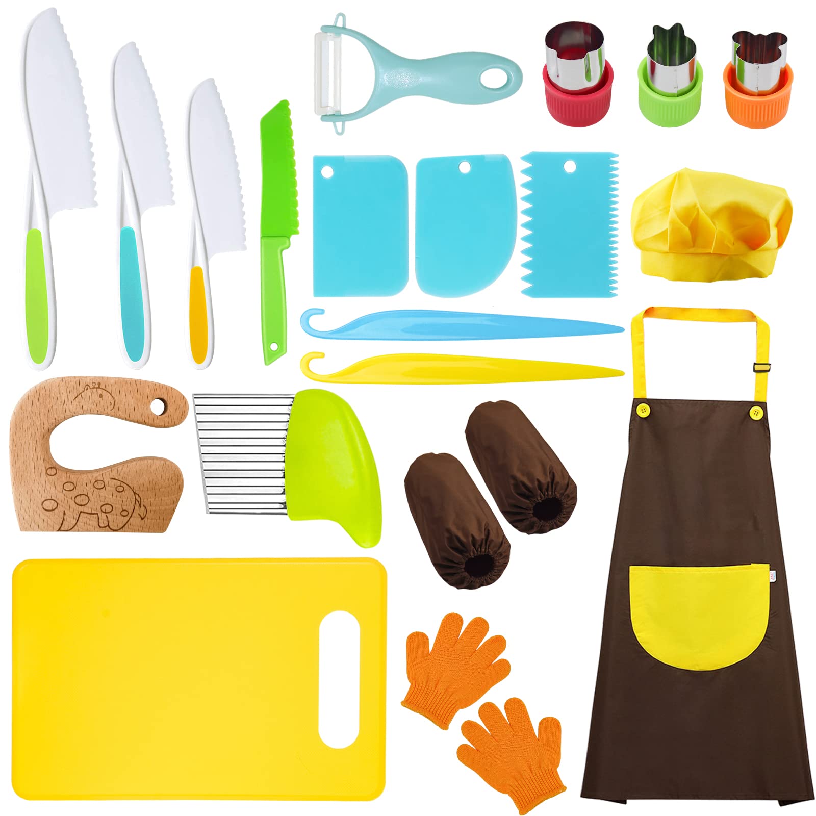 RISICULIS wooden toddler knife set for safe cutting practice and early cooking skills.