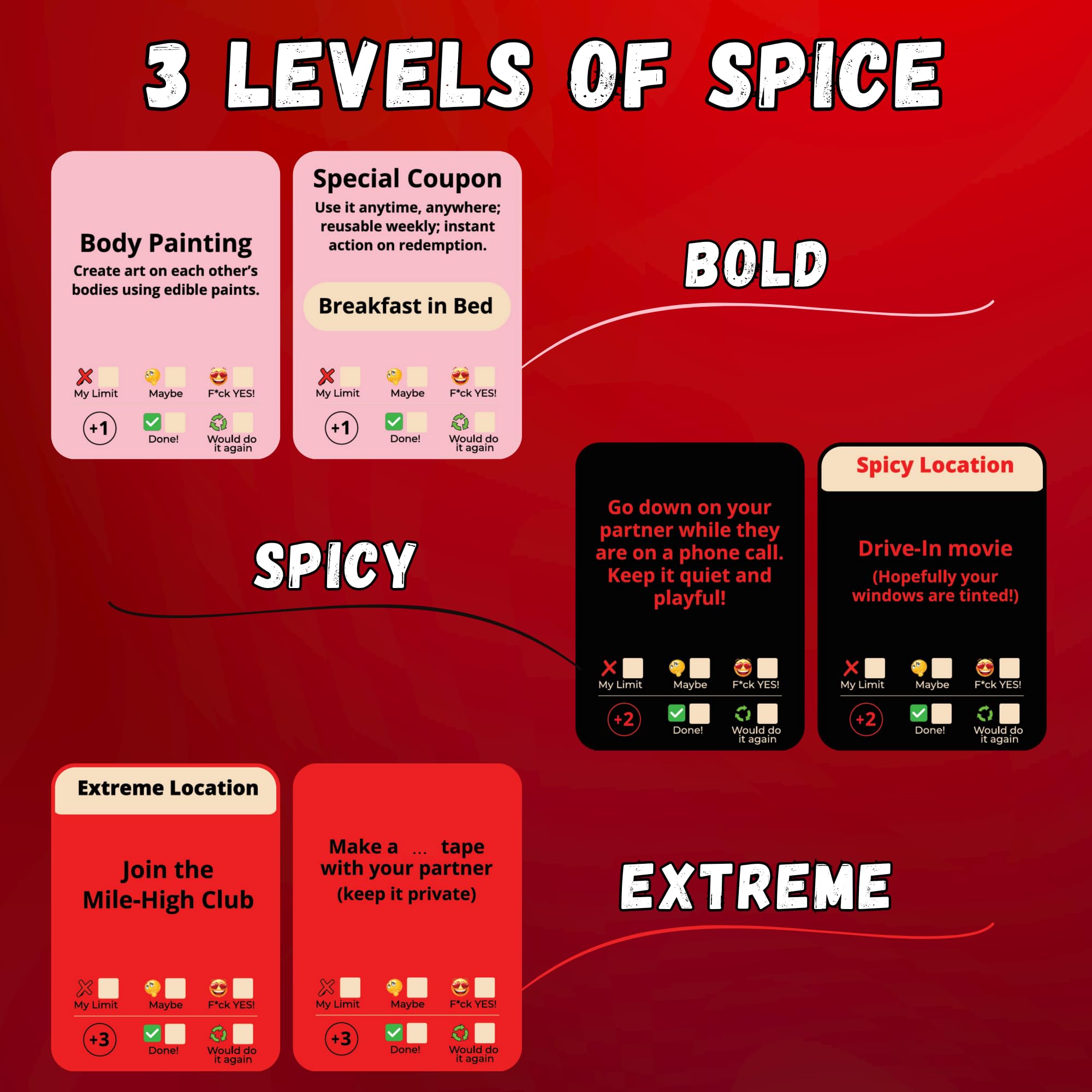Risky Couples flirty dares category card enhances playful flirtation.
