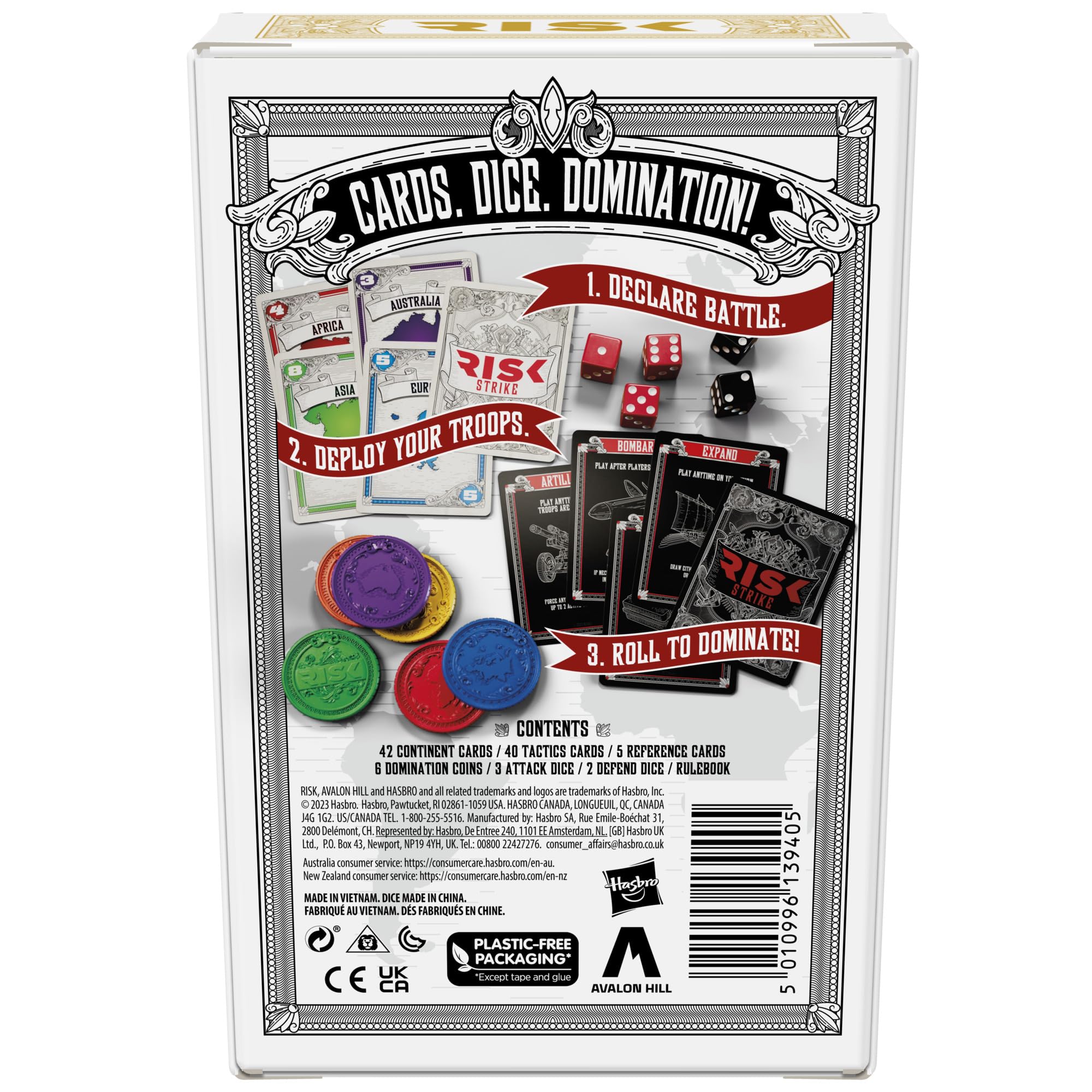 Hasbro Risk Strike cards and dice in hand for fast battles