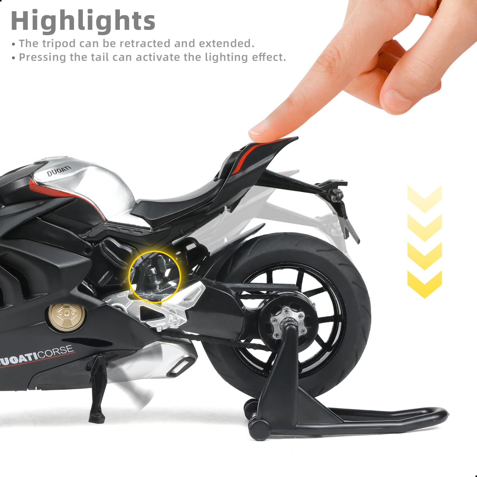 Risopen Ducati V4S 1:12 model – top view reveals authentic silhouette.