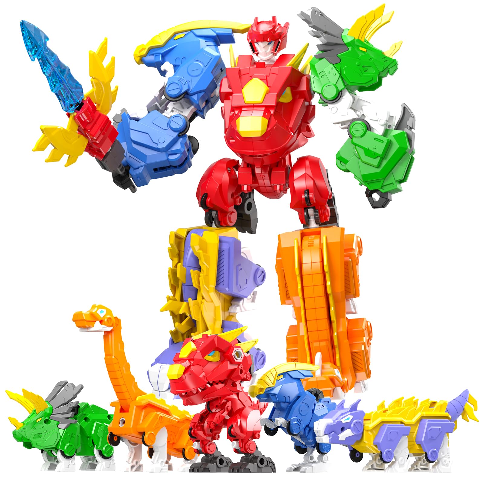 RISUNTOY 5-in-1 transforming dinosaur robots ready for action