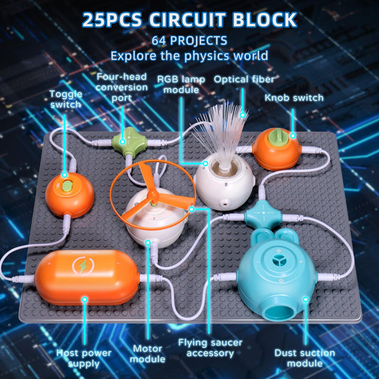 RISUNTOY Circuits Science Kit 25-parts tray supports modular projects and quick setup