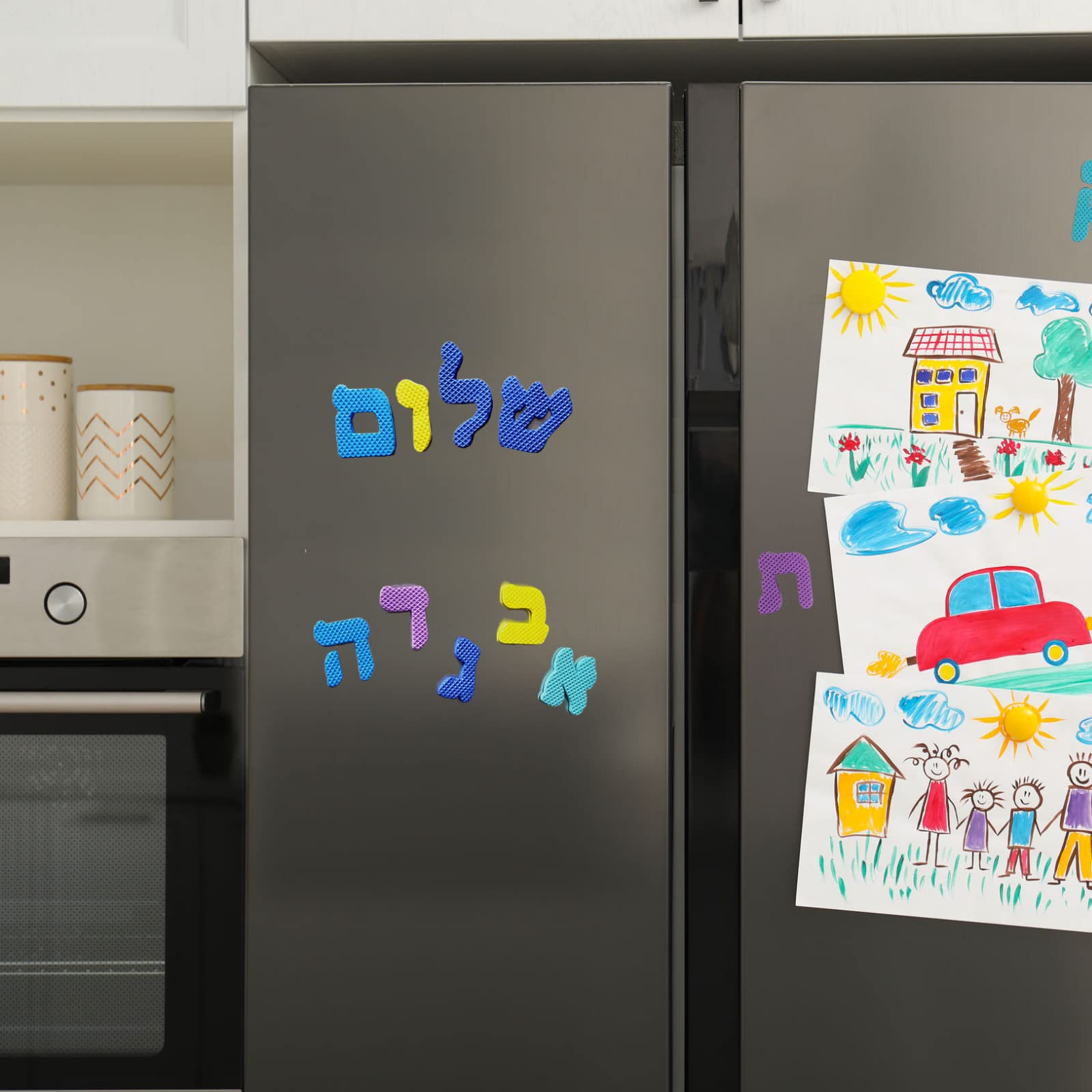 Colorful Rite Lite Alef Bet magnets showing individual Hebrew letters for recognition