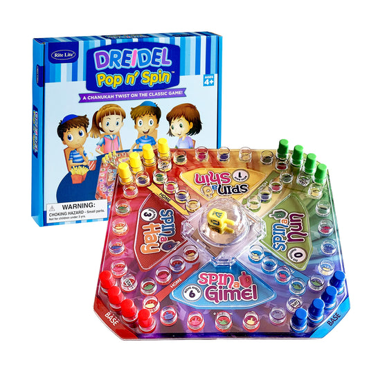 Rite Lite Dreidel Pop and Spin board ready for family game night.