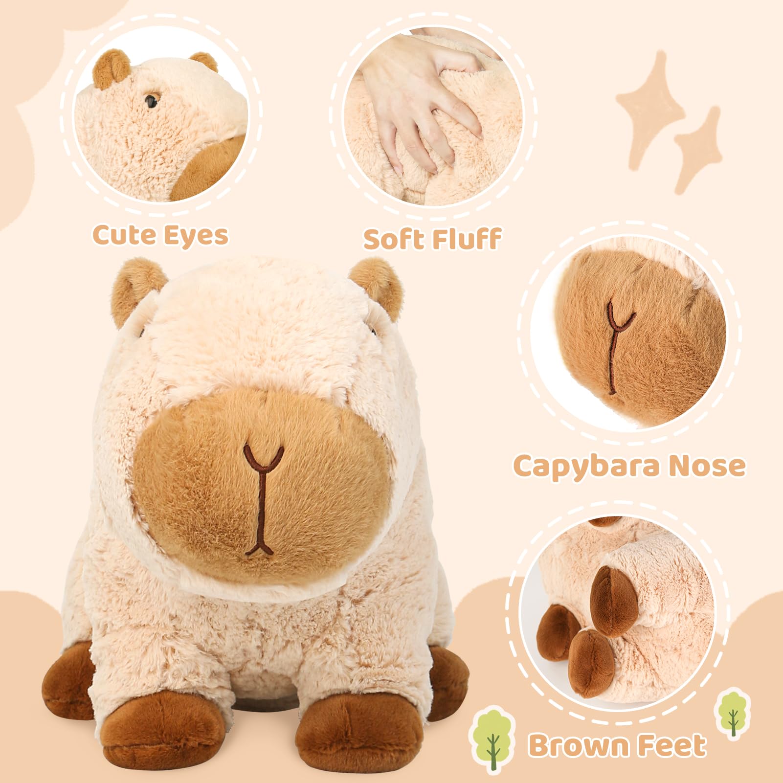 Riuhot Capybara plush 9in packaging, perfect gift-ready presentation.