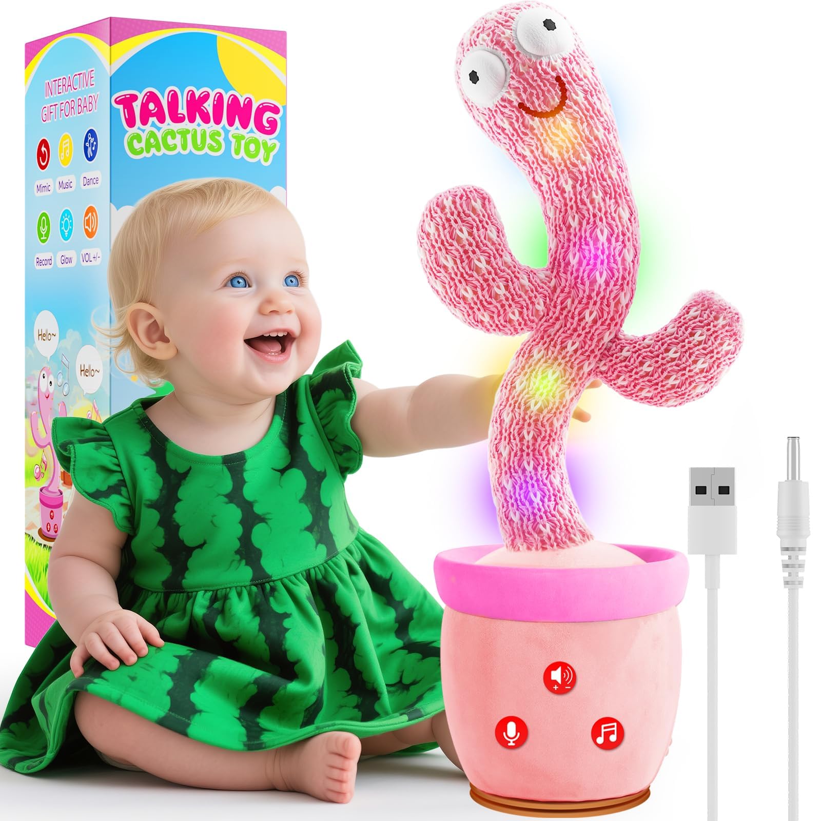 River Mill rechargeable dancing cactus toy, ideal for long play sessions