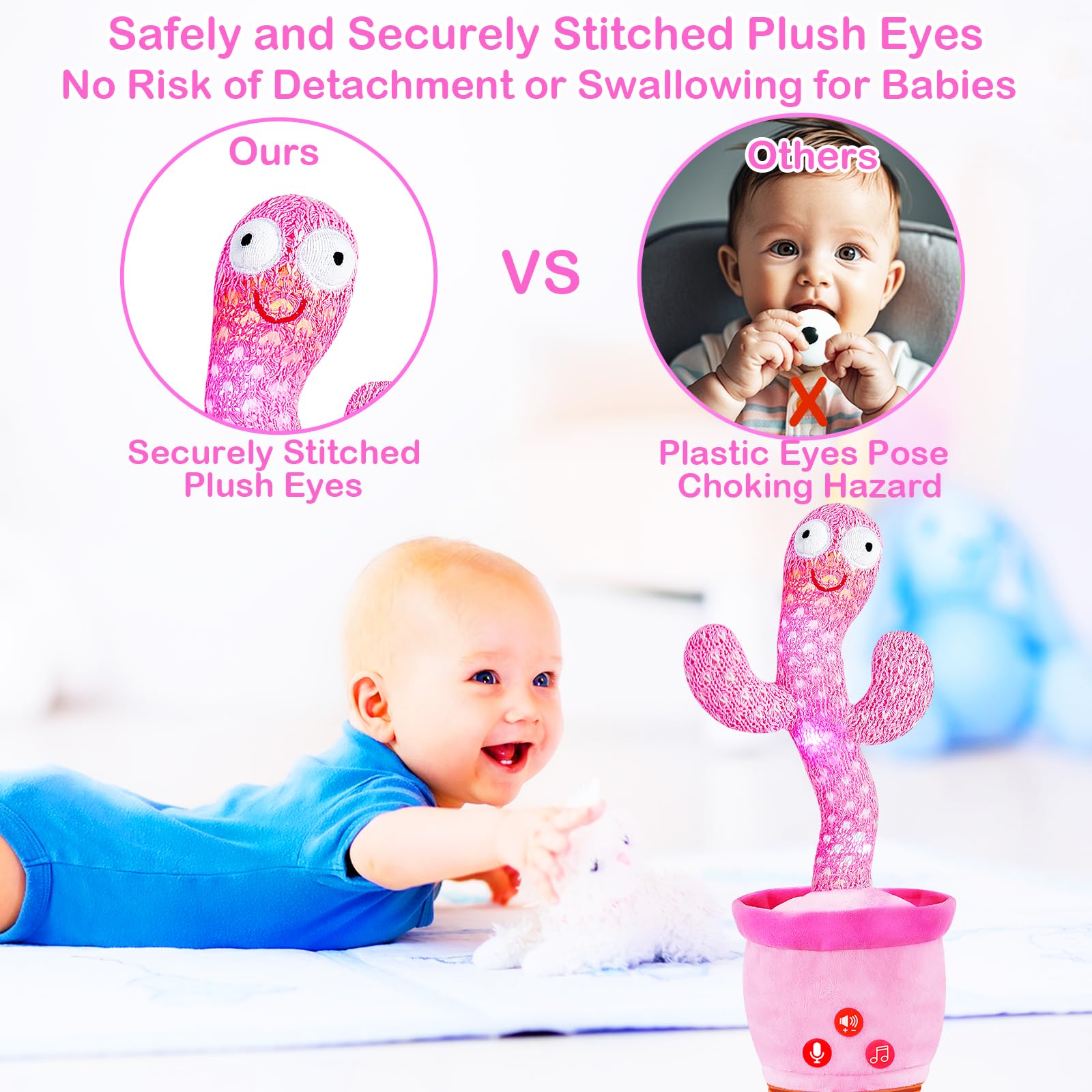 River Mill safe plush eyes on cactus ensure secure, gentle play