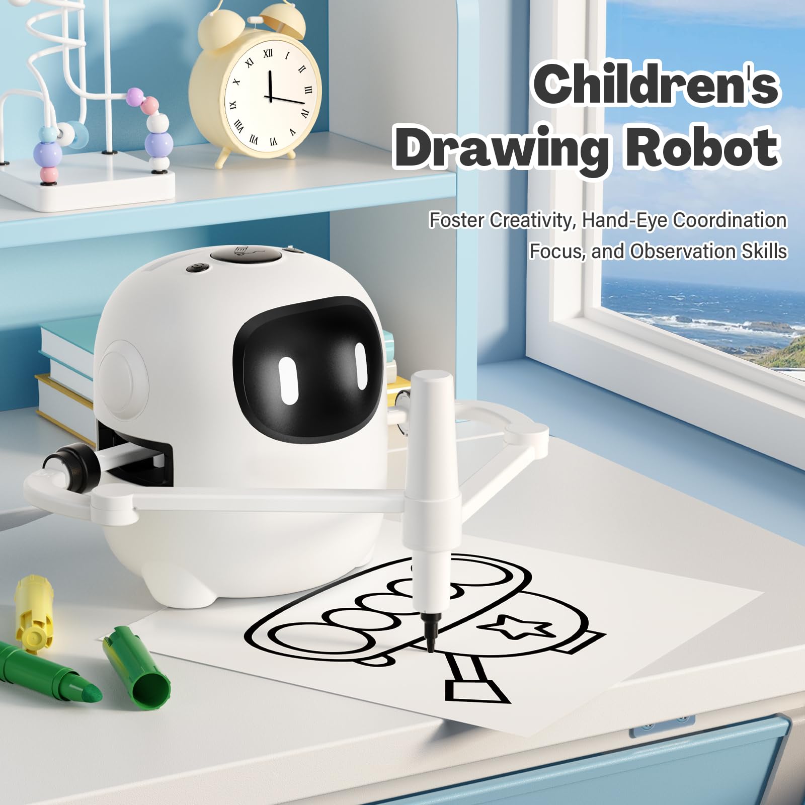 RIVGOT drawing robot cards spread displaying 150 prompts for guided art.