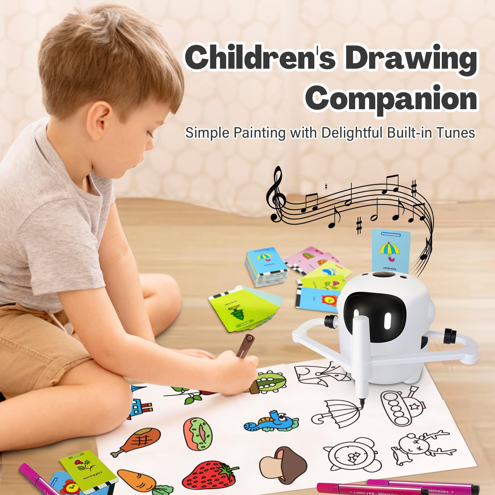 RIVGOT drawing robot kid drawing actively creating with step-by-step guidance.