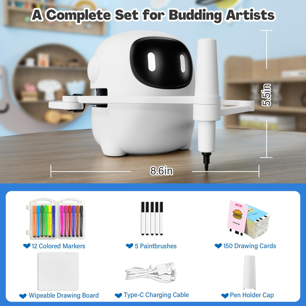 RIVGOT drawing robot Type-C charging cable included for power ready play.
