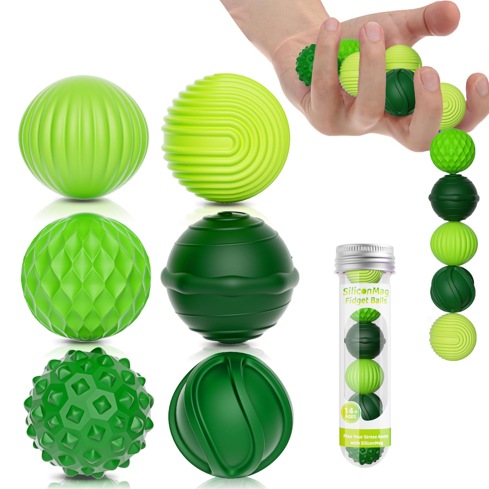 RIVGOT silicone magnetic balls set with textured surfaces for calming fidgeting and focus