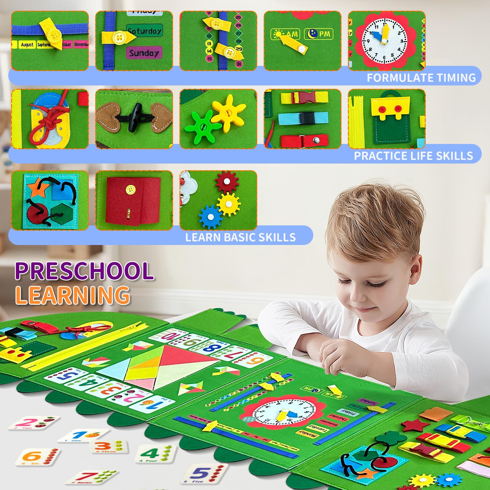 Car travel use Rivibou Crocodile Busy Board highlights on-the-go learning