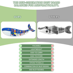 Rivibou foldable busy board travel-friendly for car or plane trips