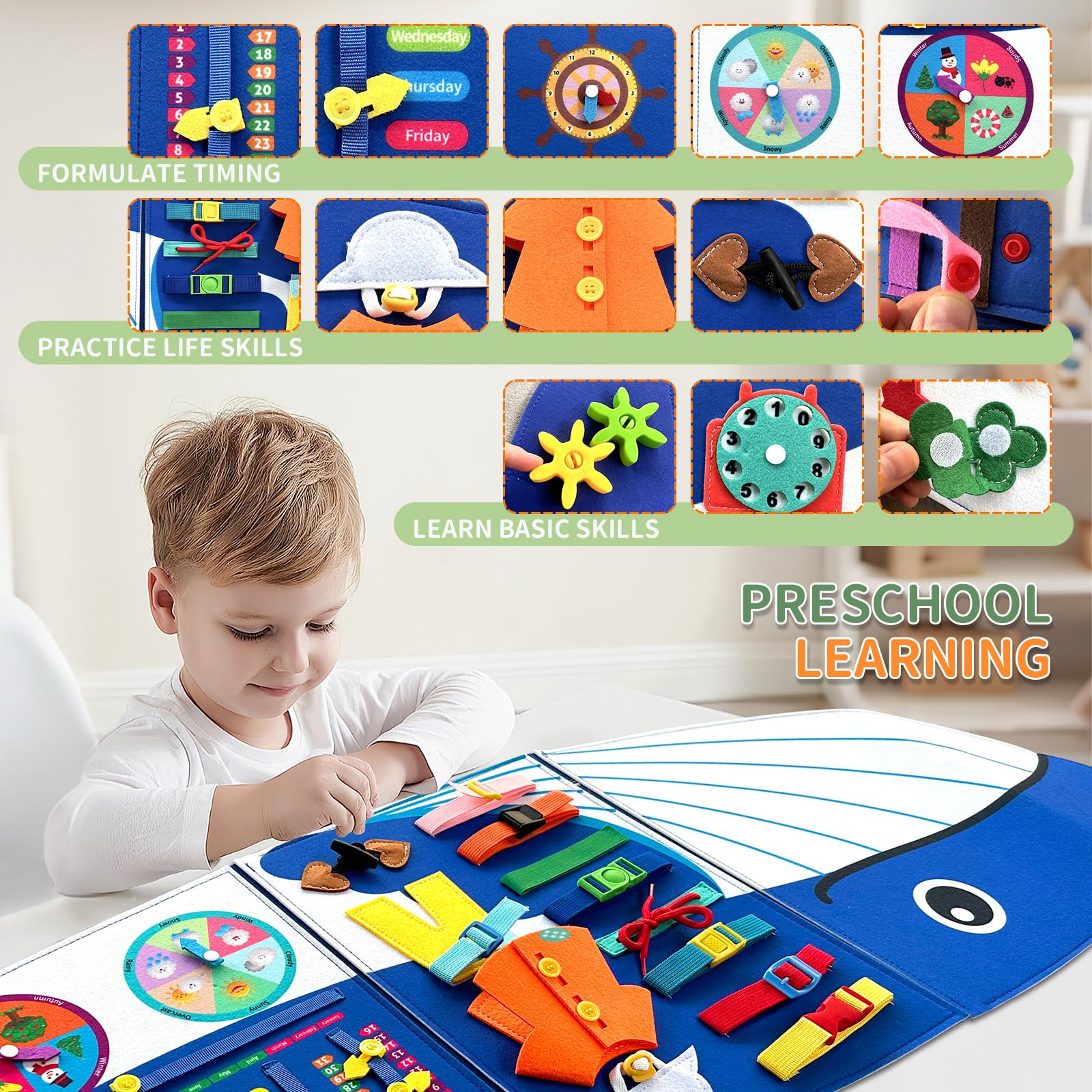 Rivibou sensory wall panel highlighting color and shape learning