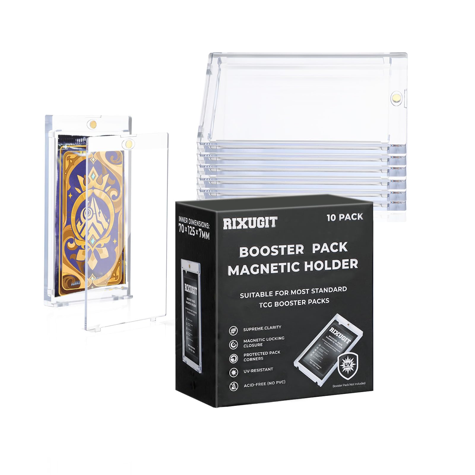 RIXUGIT booster pack magnetic holder with UV protection for standard cards.