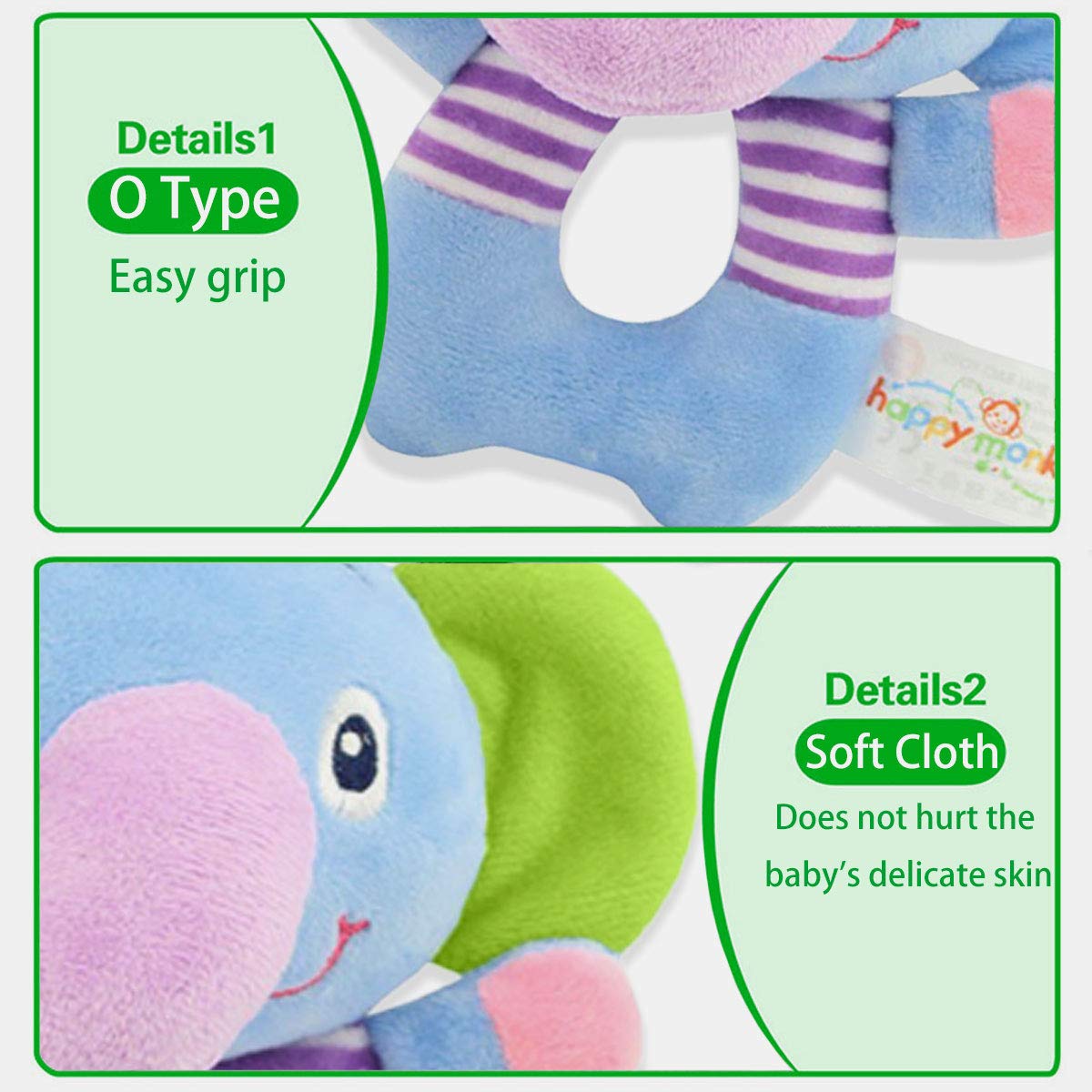 RIY elephant smiling face plush invites play and comforting cuddles