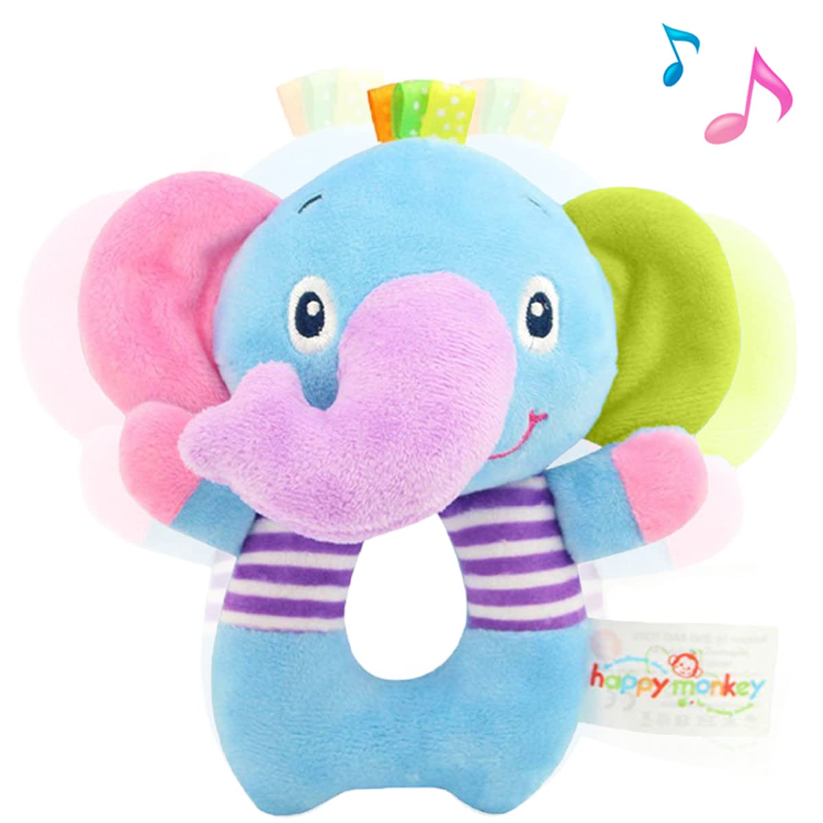 RIY plush elephant soft rattle toy offers a gentle grip for curious babies
