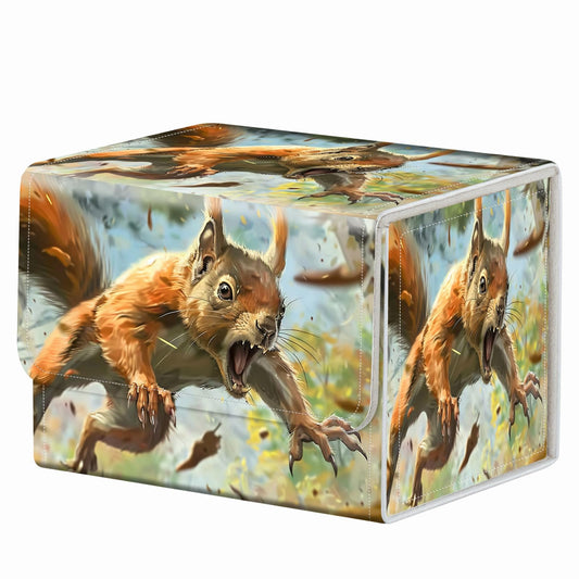 RMJKXQZG strong magnet deck box with PU leather protects MTG cards during travel.